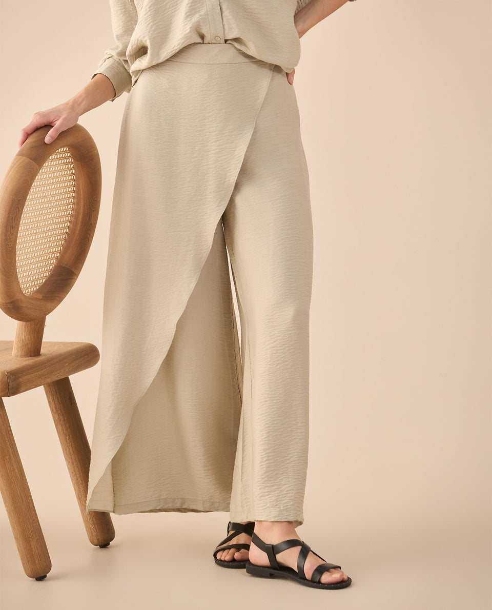 Pantalón de diseño cruzado para mujer - Beige 34_631G005_BEI156307_3