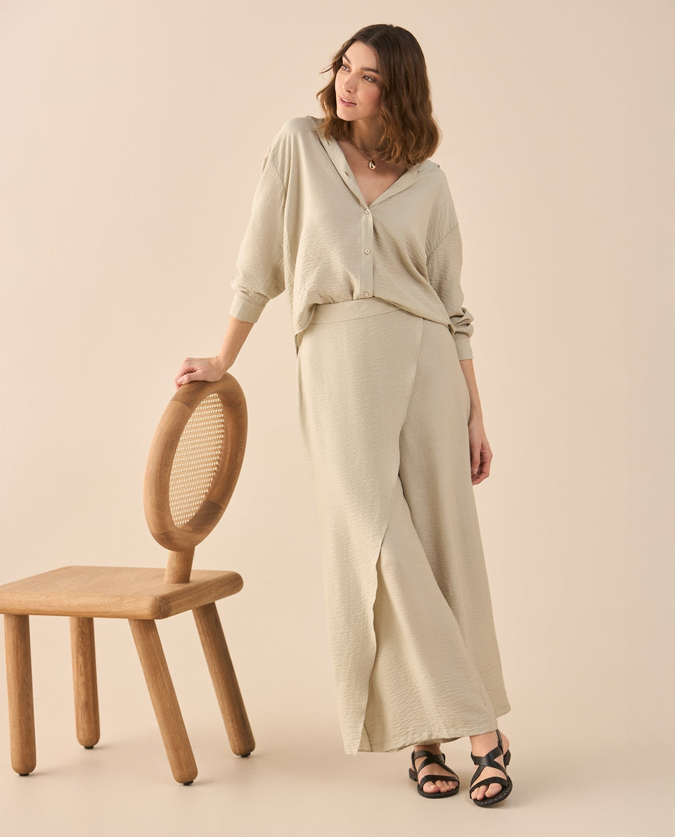 Pantalón de diseño cruzado para mujer - Beige 34_631G005_BEI156307_6