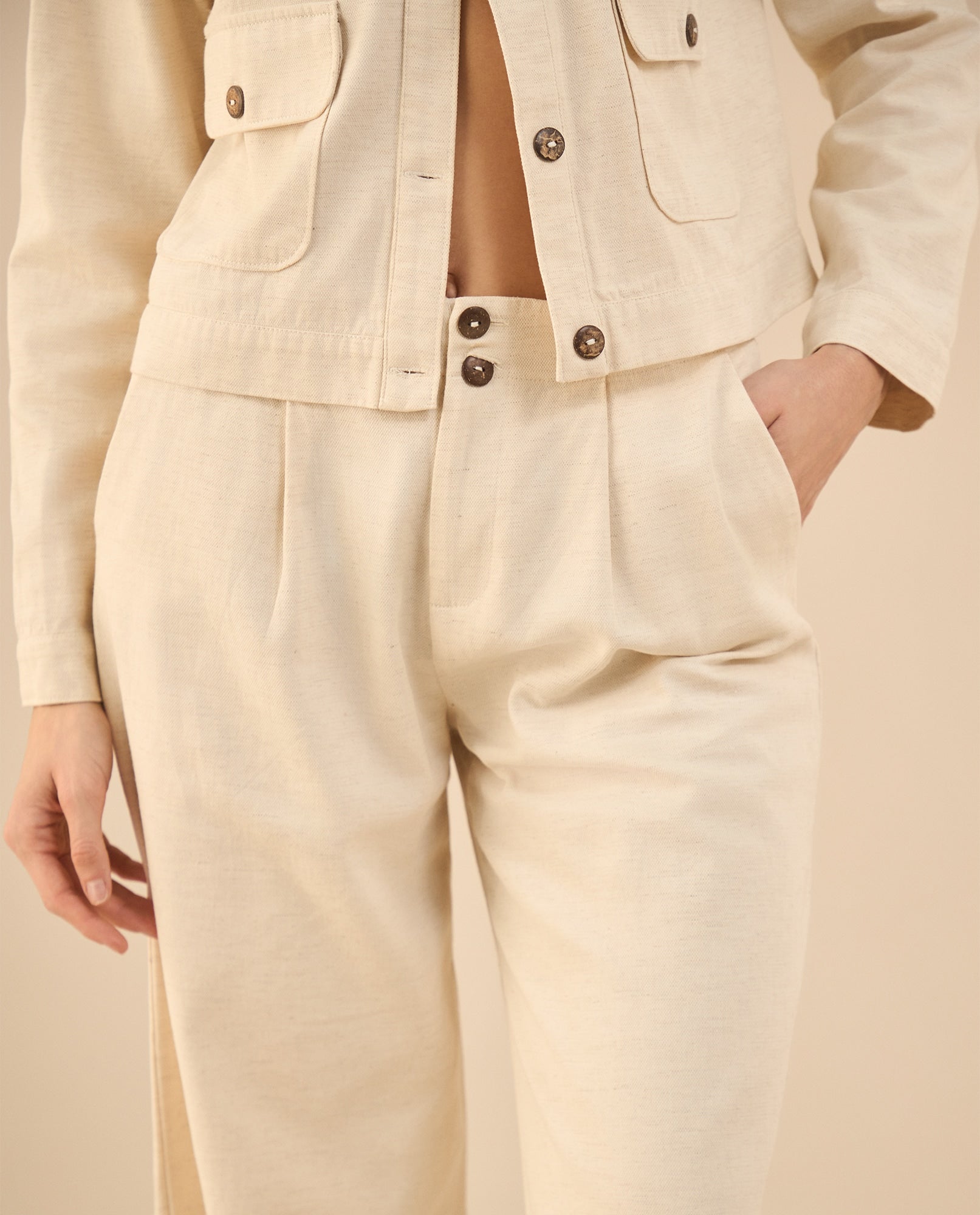 Pantalón con elástico en pretina para mujer - Blanco 34_631G006_BLA114001_3