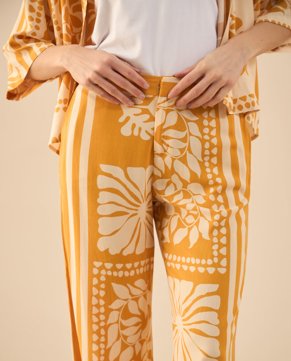 Pantalón estampado de bota recta para mujer - Amarillo 34_631G012_AMA160950_3