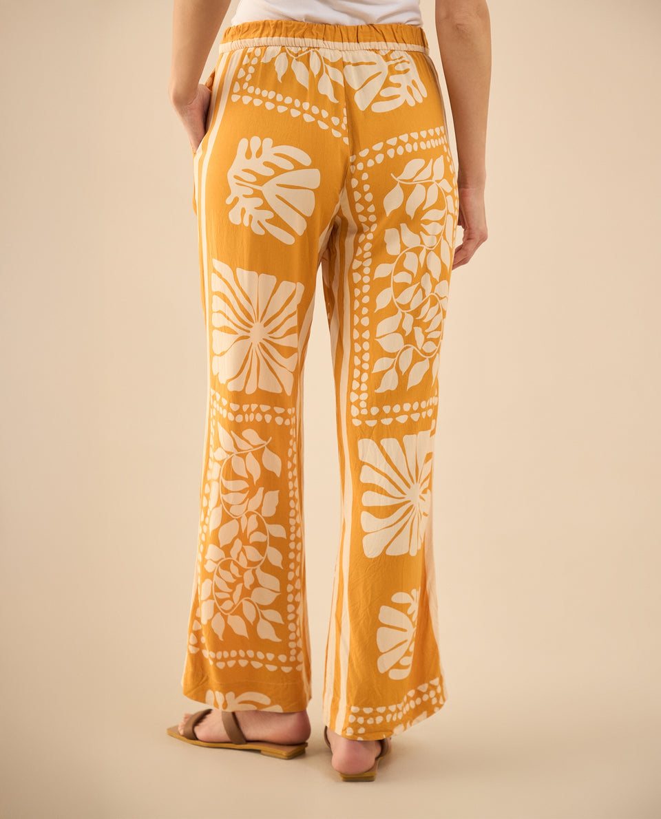Pantalón estampado de bota recta para mujer - Amarillo 34_631G012_AMA160950_4