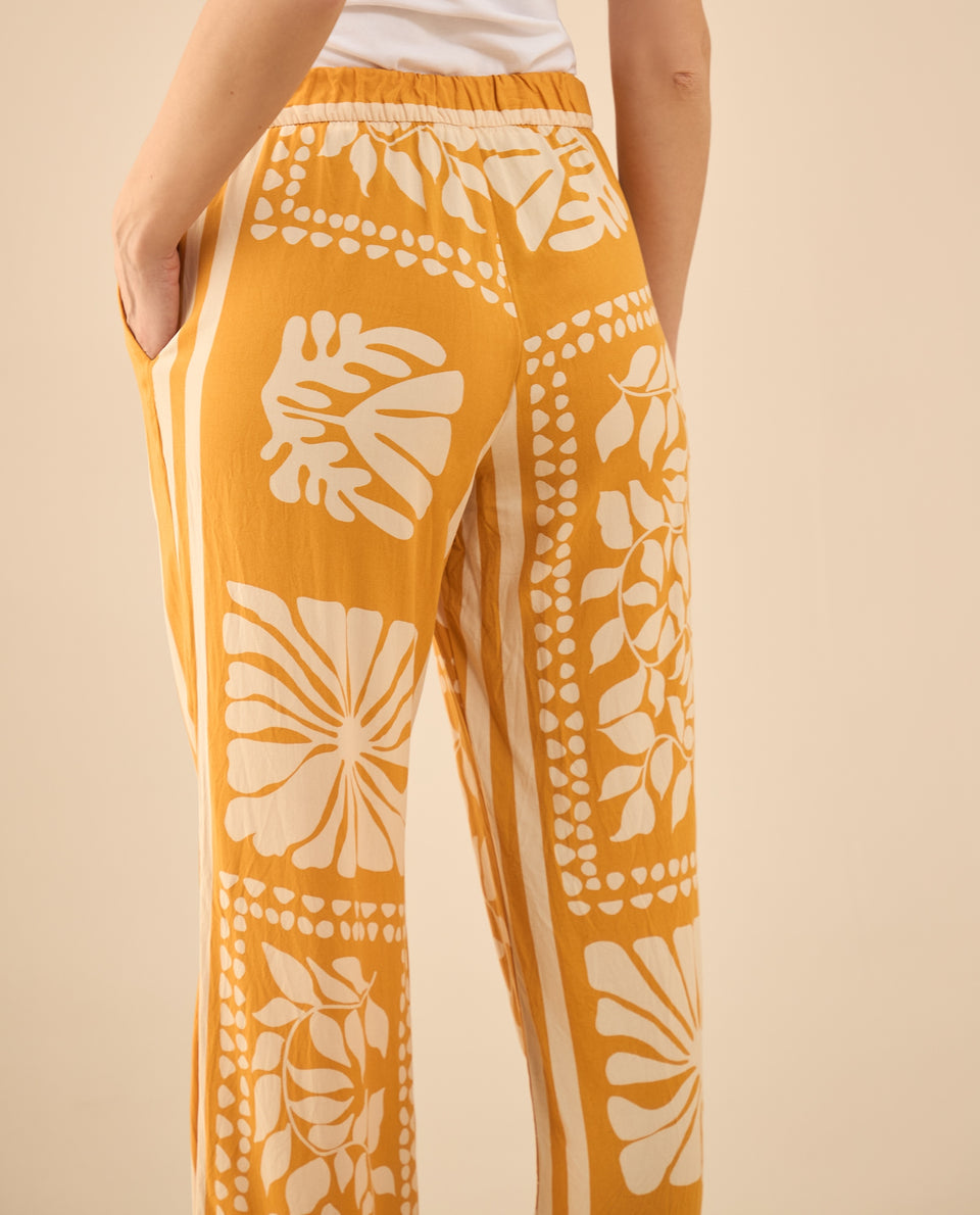 Pantalón estampado de bota recta para mujer - Amarillo 34_631G012_AMA160950_6