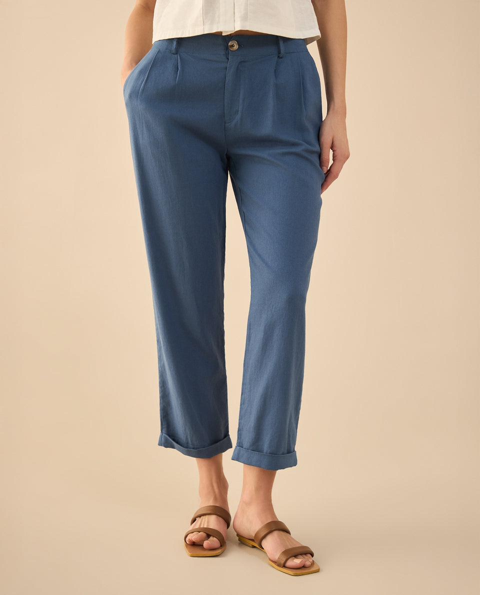 Pantalón con guardapolvo en ruedo para mujer - Azul 34_631G014_AZU183929_3