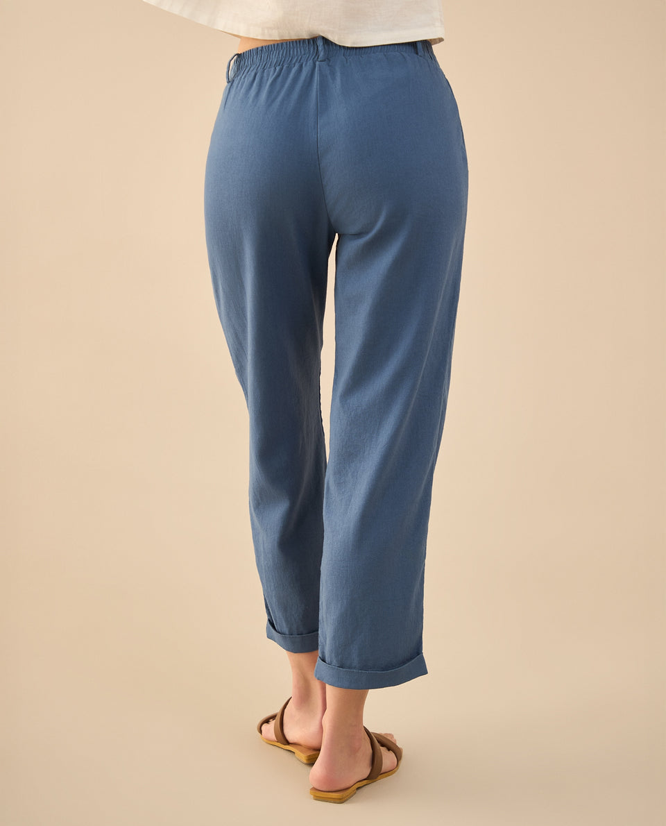 Pantalón con guardapolvo en ruedo para mujer - Azul 34_631G014_AZU183929_4