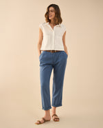 Pantalón con guardapolvo en ruedo para mujer - Azul 34_631G014_AZU183929_6