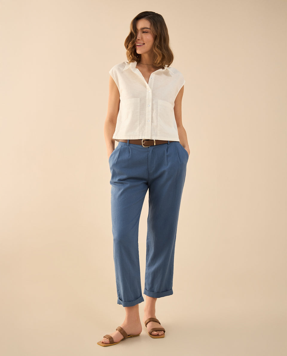 Pantalón con guardapolvo en ruedo para mujer - Azul 34_631G014_AZU183929_6