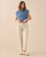 Pantalón con cordón ajustable para mujer - Crudo