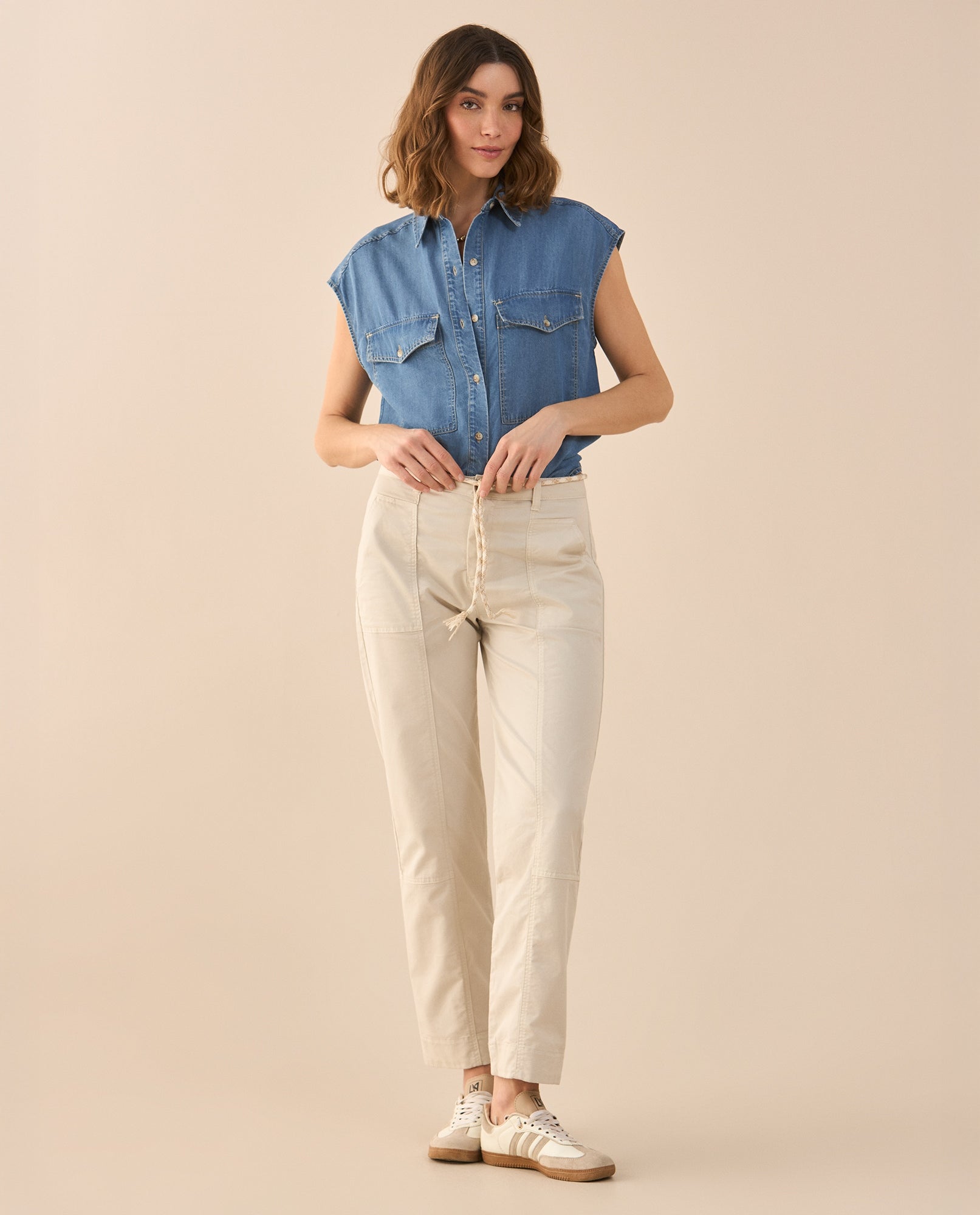 Pantalón con cordón ajustable para mujer - Crudo 34_631G015_CRU110602_6
