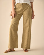 Pantalón con diseño de flores para mujer - Café