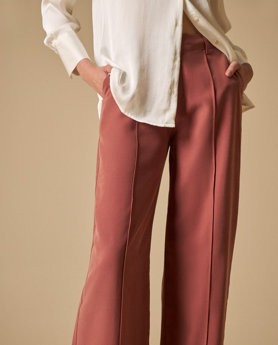 Pantalón fluido con pinzas fit relajado - Rosa 34_631H000_ROS181435_3