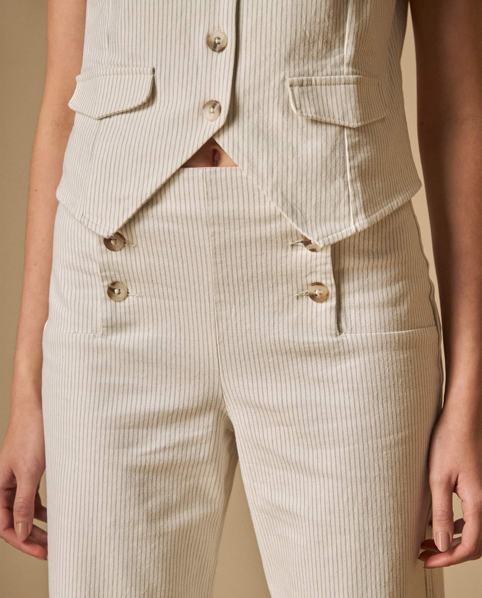 Pantalón ancho con botones decorativos silueta relajada - Blanco 34_631H003_BLA114800_4
