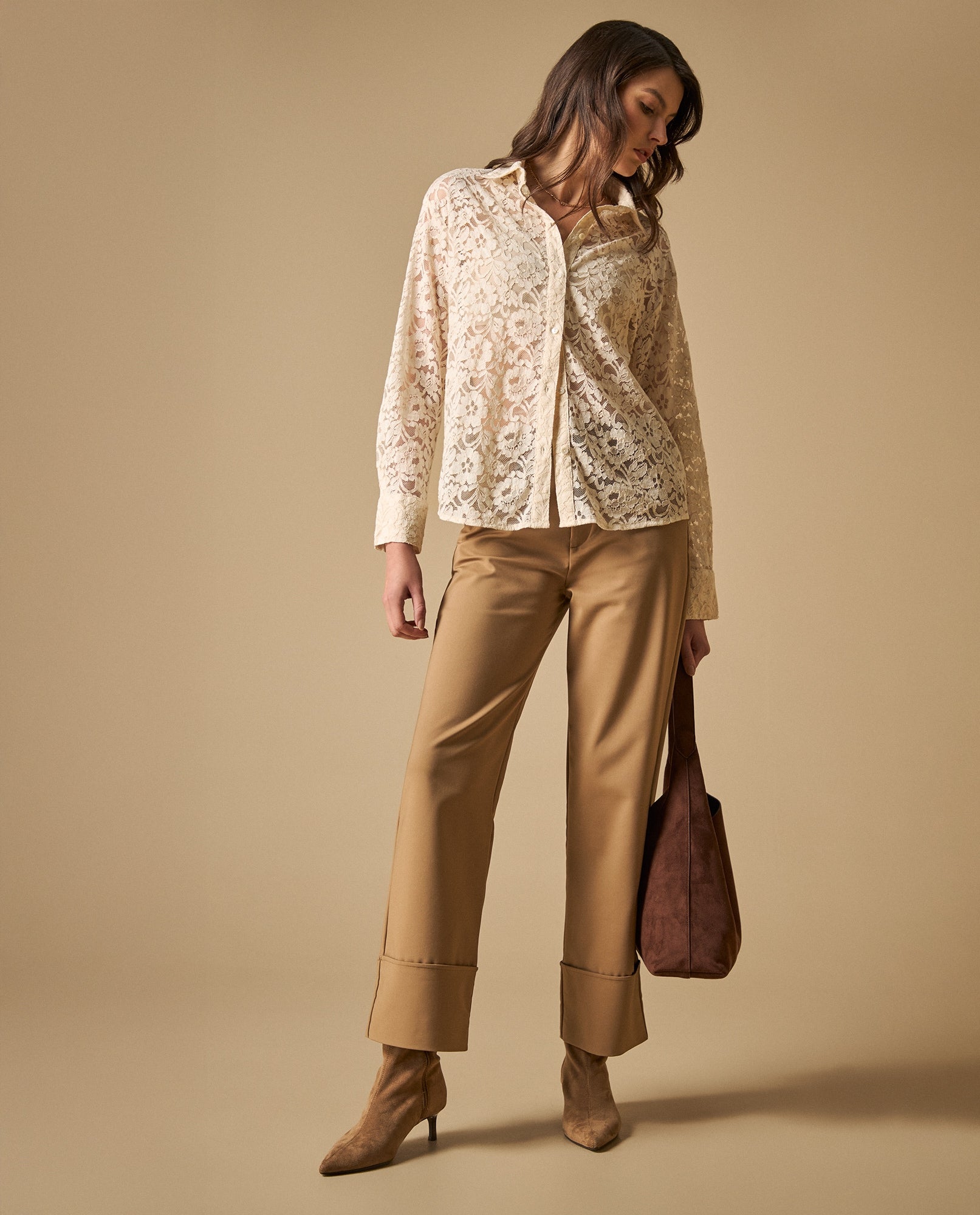 Pantalón recto con ruedo doblado - Beige 34_631H005_BEI171022_0