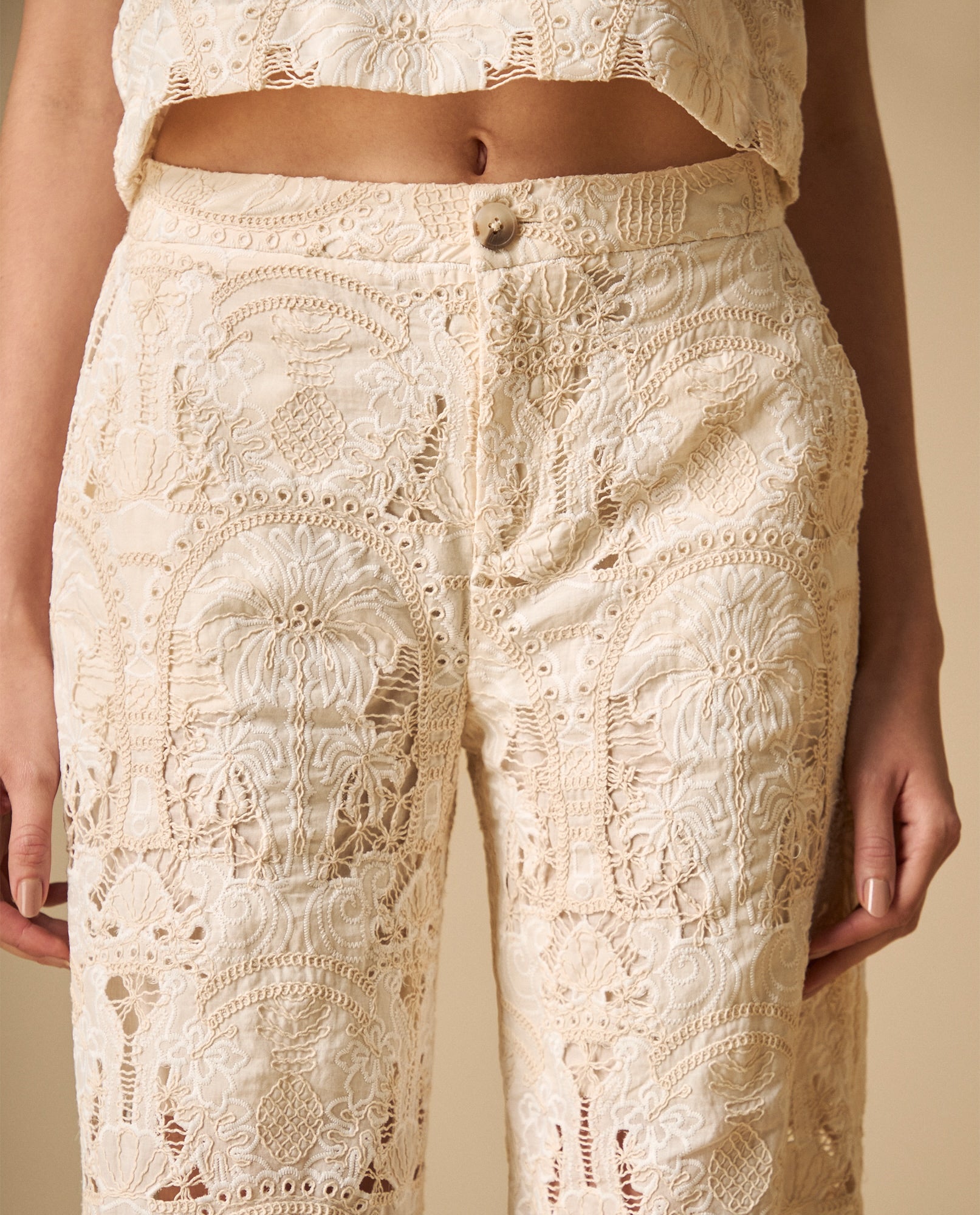 Pantalón largo de tejido con textura silueta relajada - Beige 34_631H014_BEI151307_4