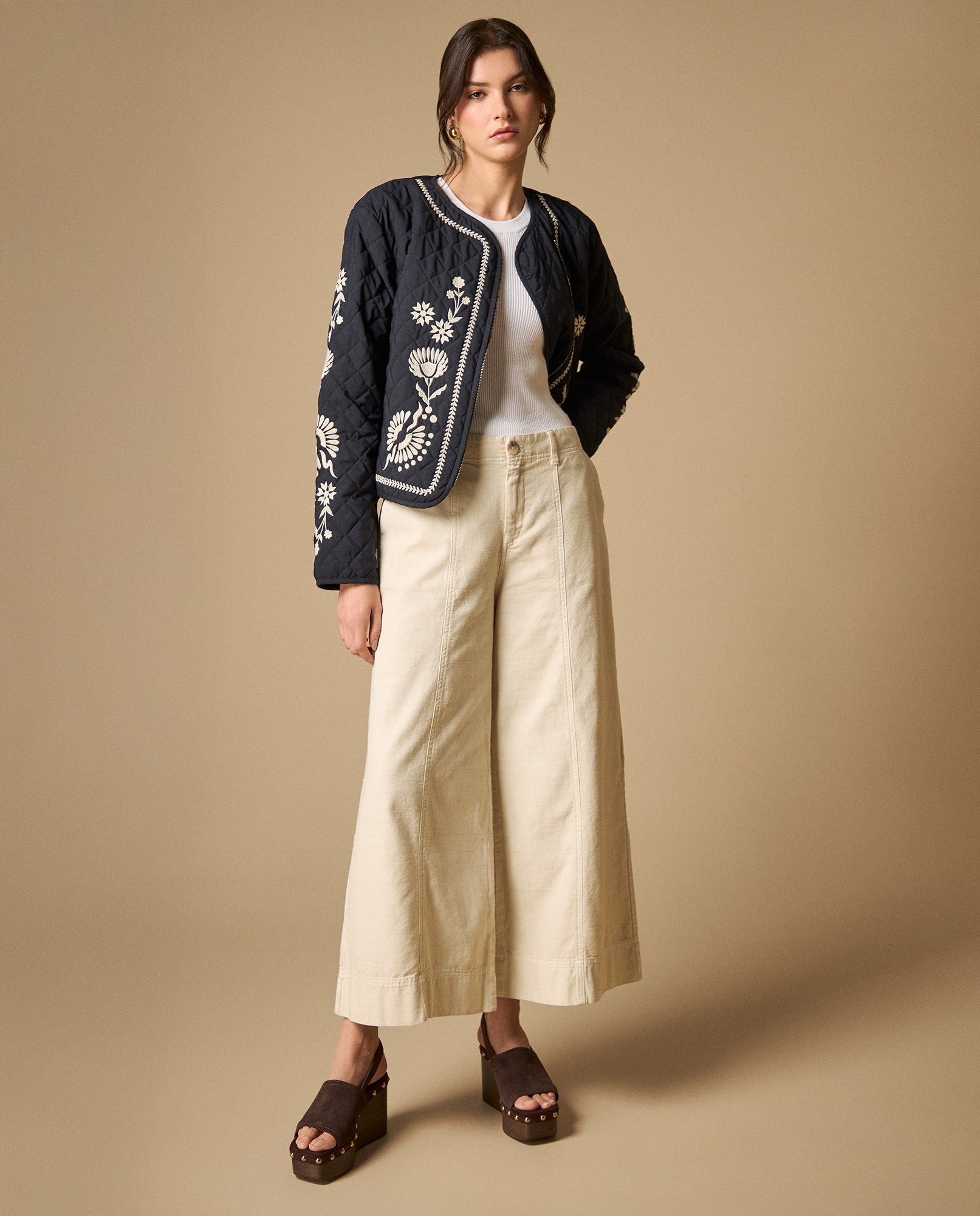 Pantalón wide leg con costuras centrales - Crudo 34_631H018_CRU120703_0