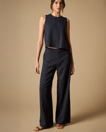 Pantalón de pierna ancha con tejido ligero - Azul