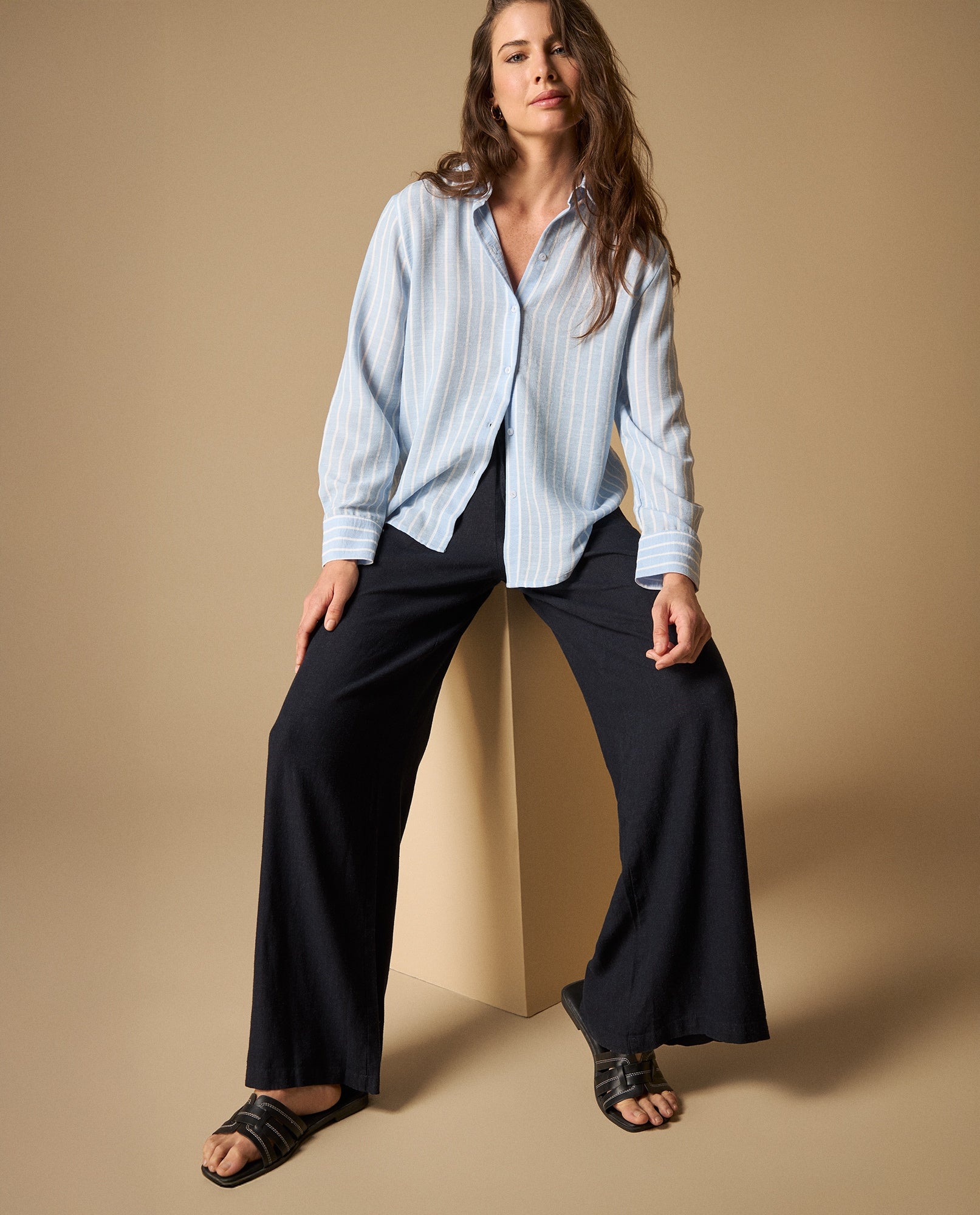 Pantalón largo con cordón ajustable fit relajado - Azul 34_631H021_AZU193933_0