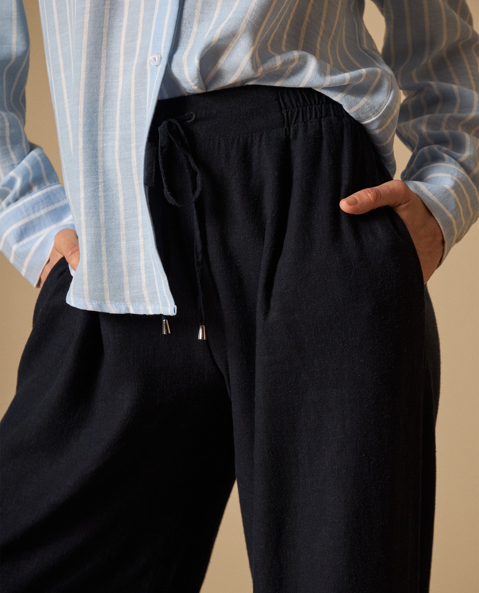 Pantalón largo con cordón ajustable fit relajado - Azul 34_631H021_AZU193933_4