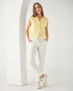Pantalón con cortes en frente para mujer - Crudo