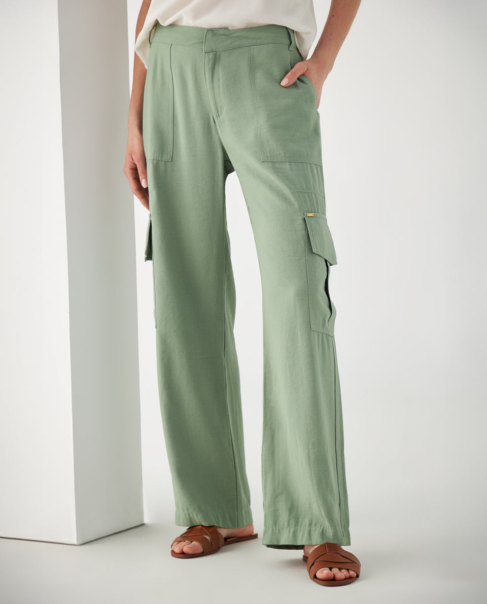 Pantalón bota recta para mujer - Verde