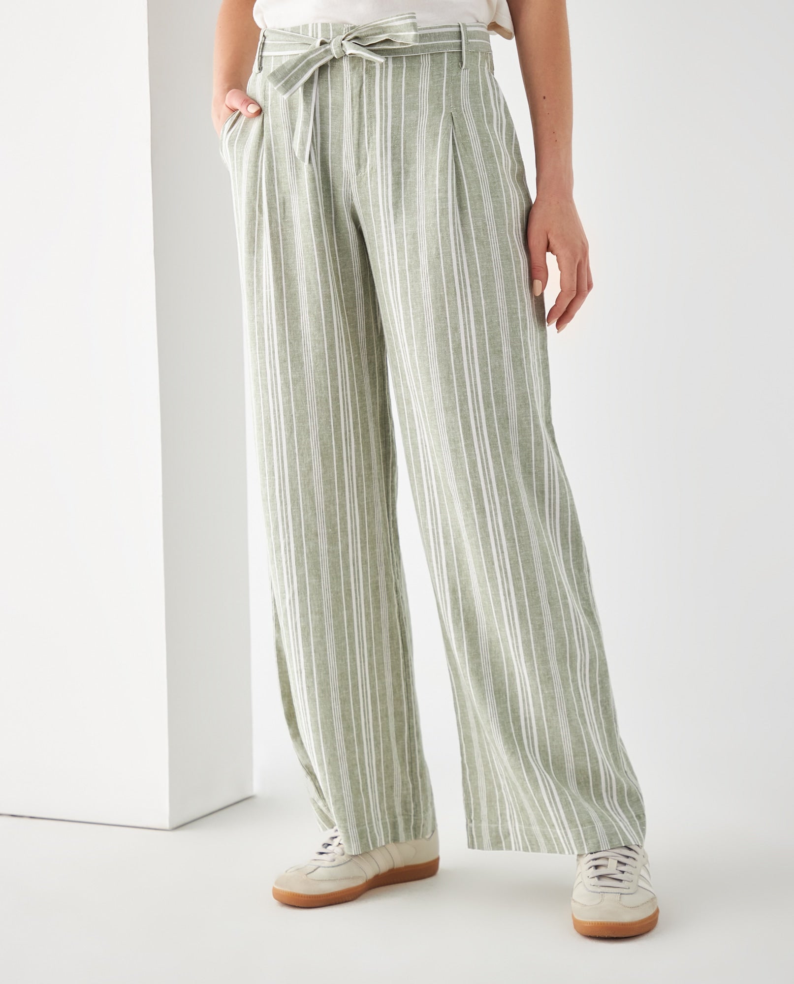 Pantalón de diseño a rayas para mujer - Verde 34_632F007_VER170115_3
