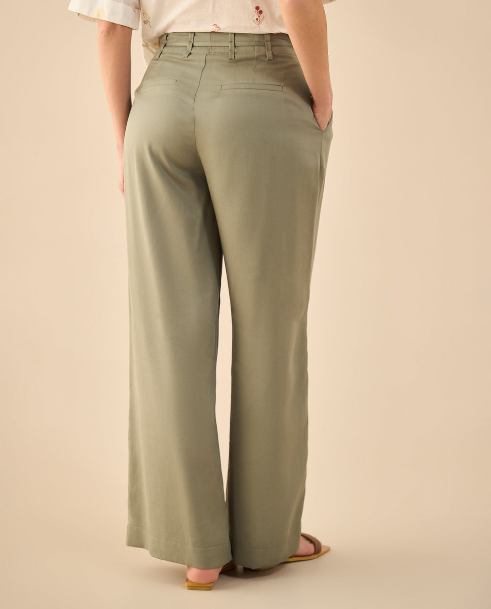 Pantalón de cordón ajustable en cintura para mujer - Verde 34_632G000_VER176212_4