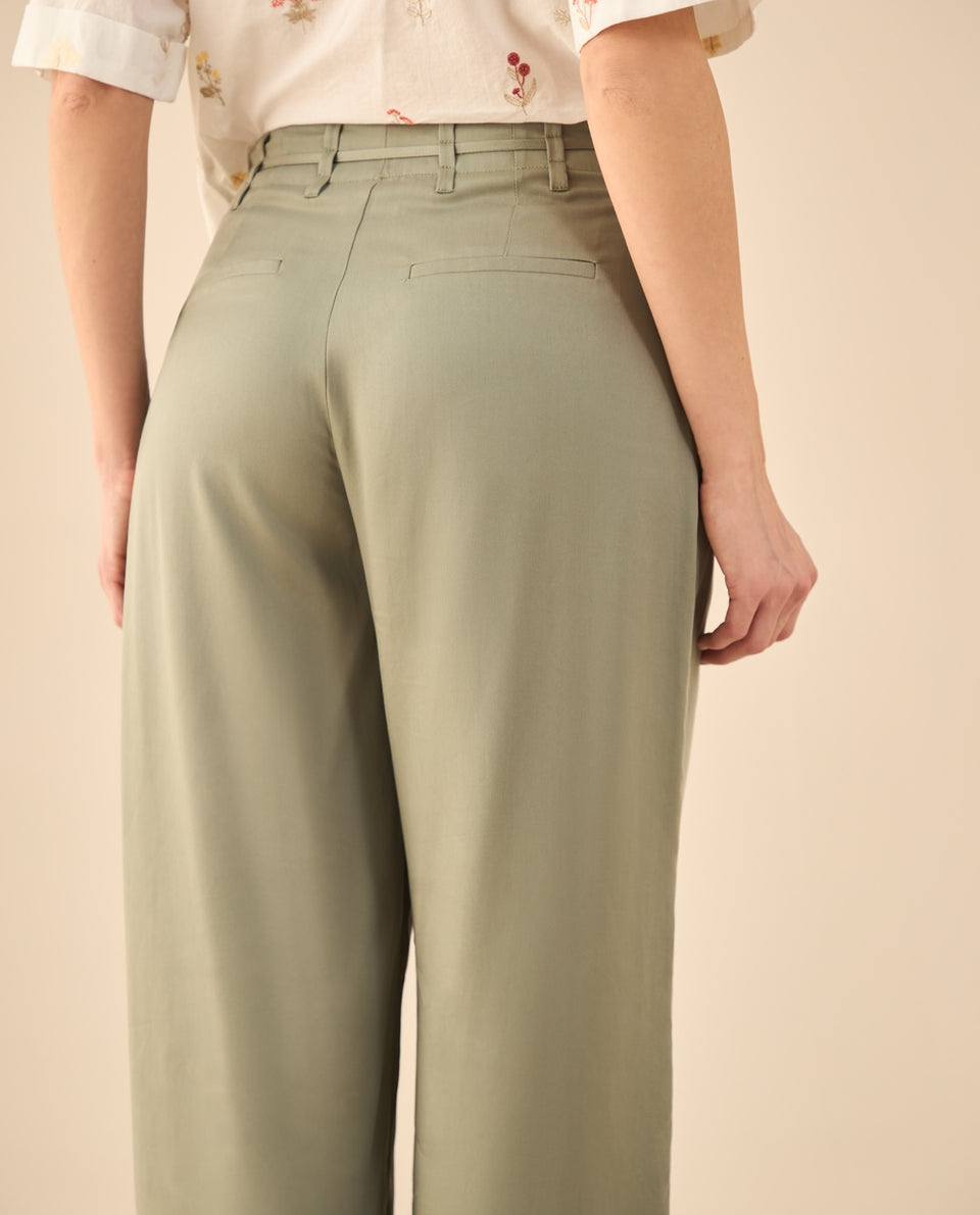 Pantalón de cordón ajustable en cintura para mujer - Verde 34_632G000_VER176212_5