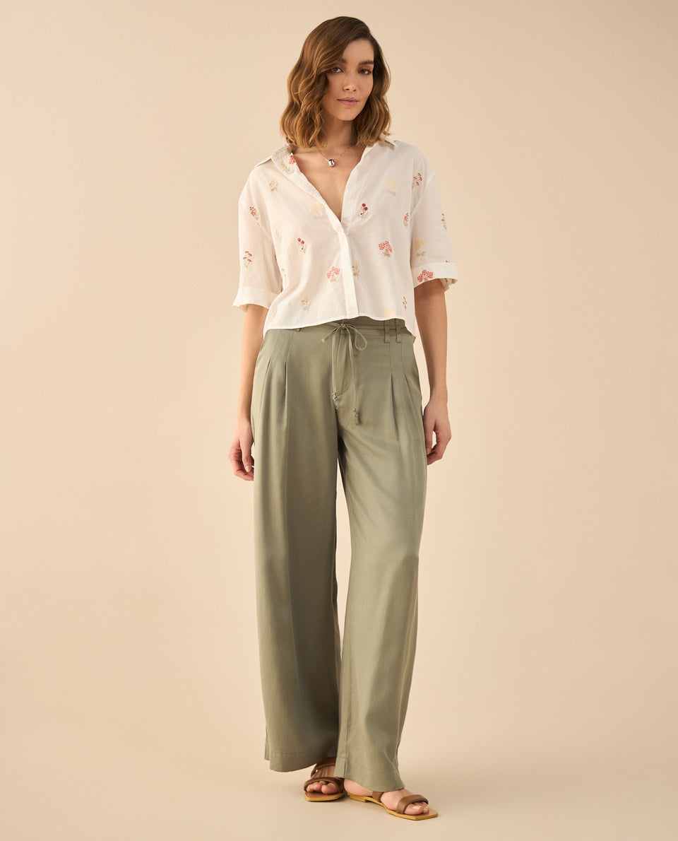 Pantalón de cordón ajustable en cintura para mujer - Verde 34_632G000_VER176212_7