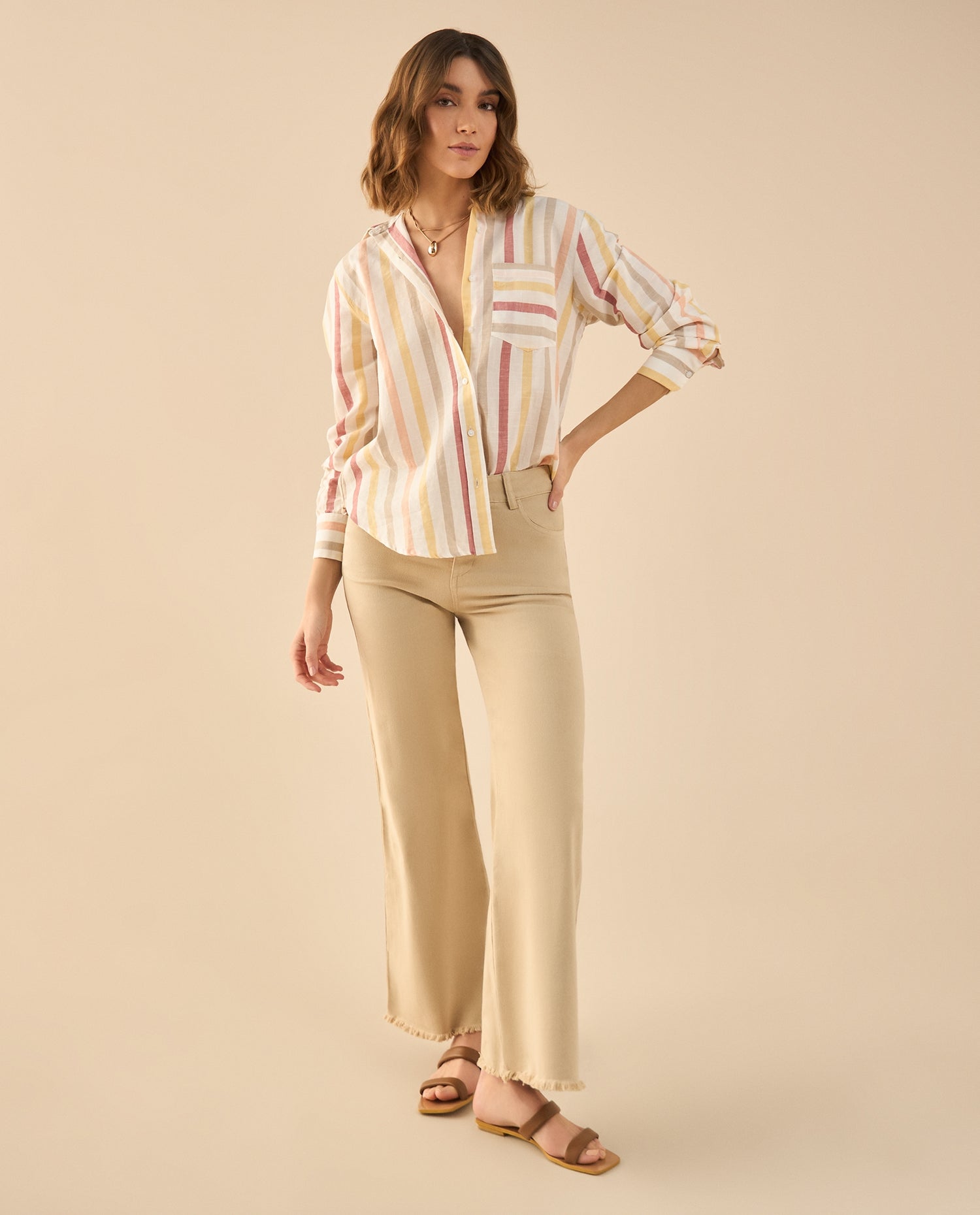 Pantalón cinco bolsillos para mujer - Beige