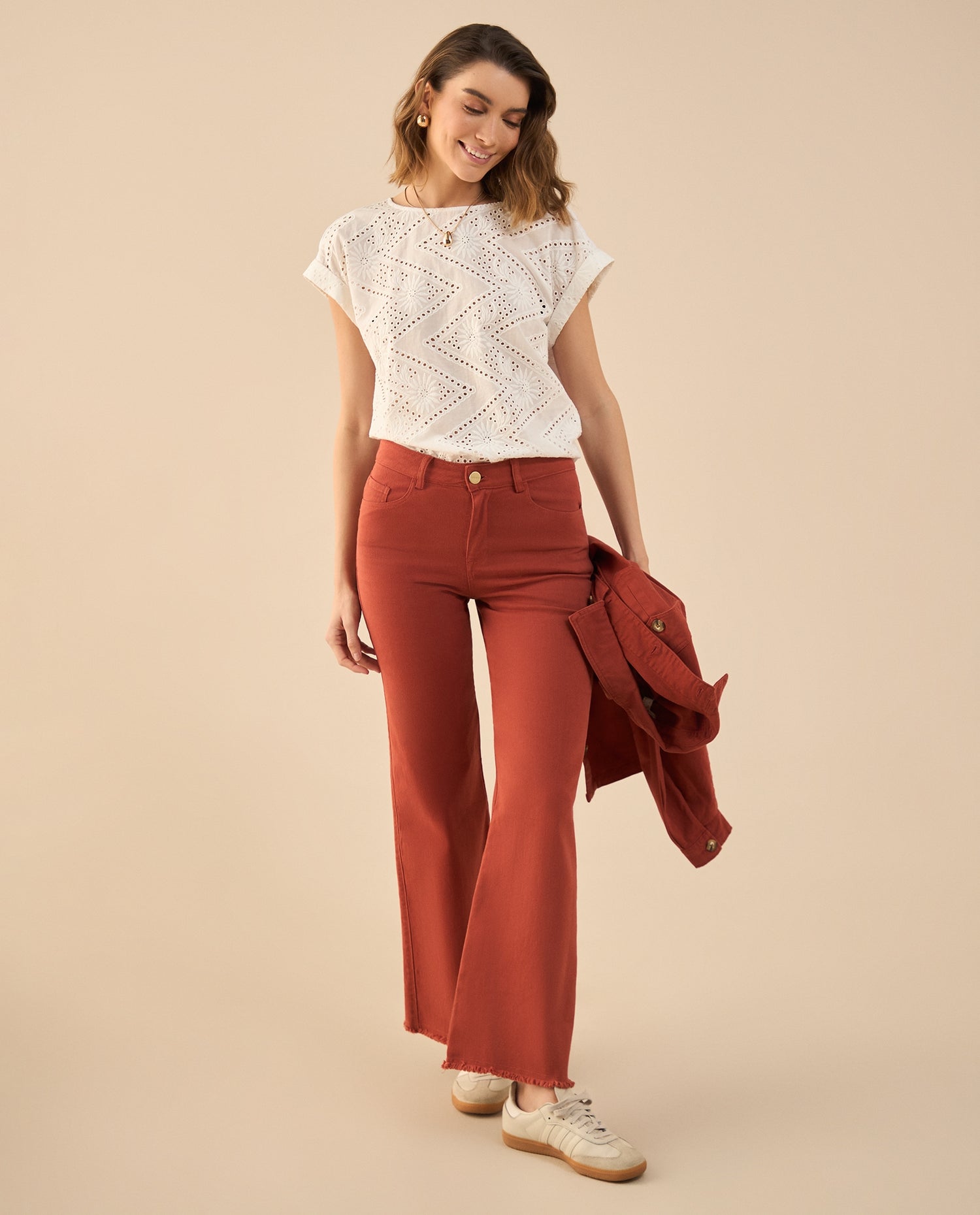 Pantalón cinco bolsillos para mujer - Rojo