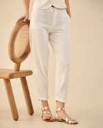 Pantalón tipo lino para mujer - Blanco