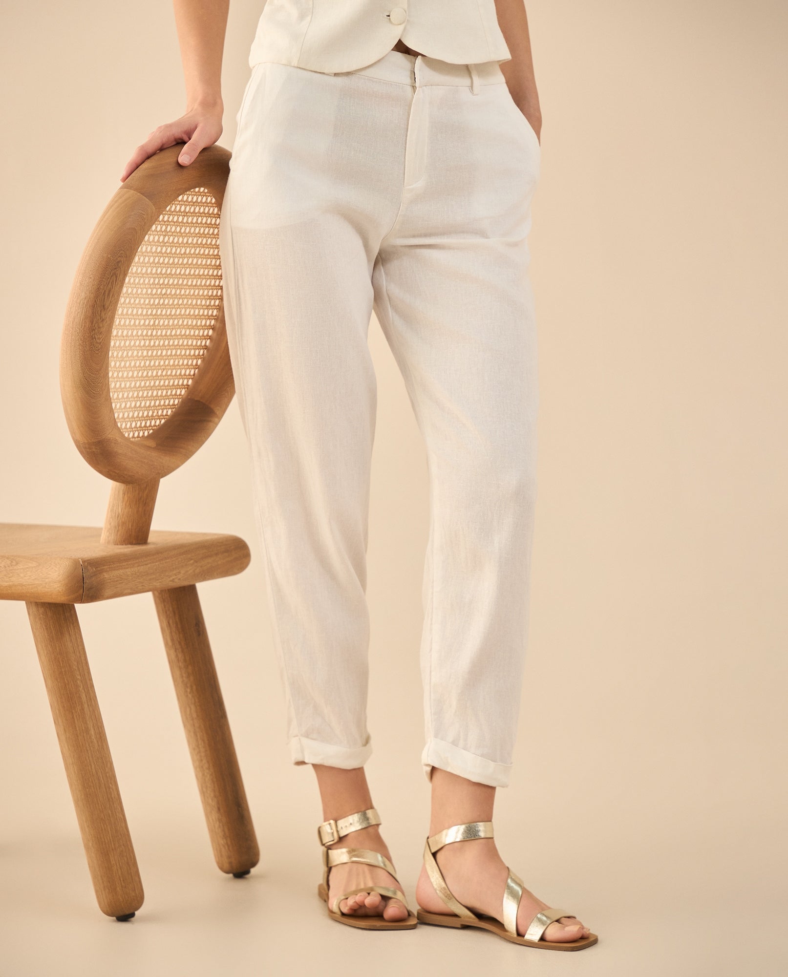 Pantalón tipo lino para mujer - Blanco 34_632G010_BLA114202_3