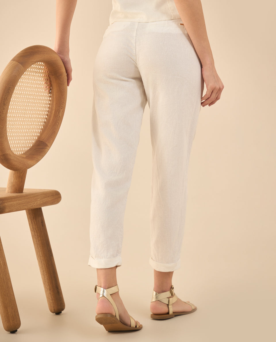Pantalón tipo lino para mujer - Blanco