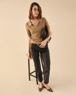 Pantalón tipo cuero para mujer - Negro