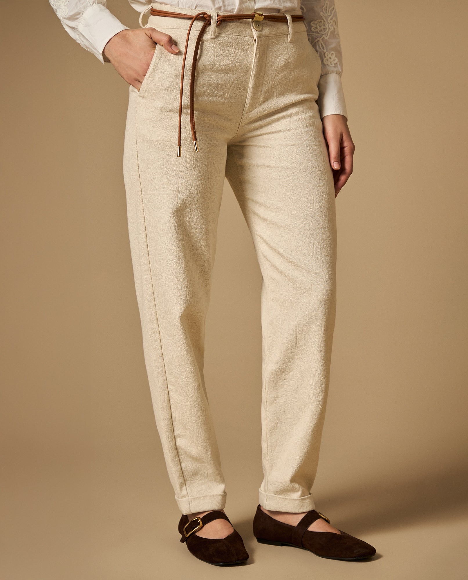 Pantalón chino tobillero con cinturón - Beige 34_632H000_BEI141107_3