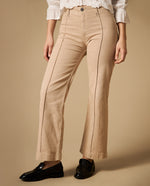 Pantalón wide leg con costuras marcadas - Beige