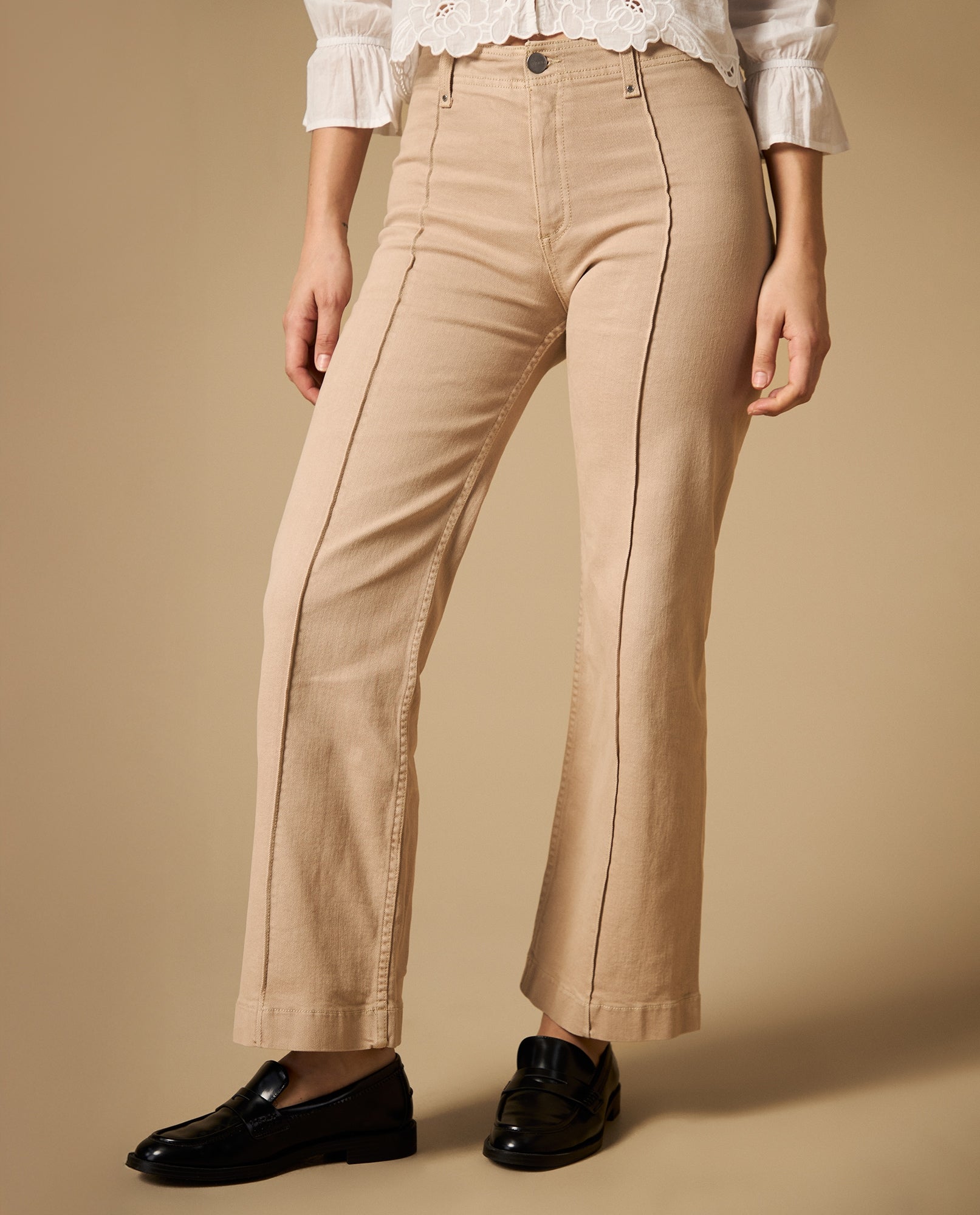 Pantalón wide leg con costuras marcadas - Beige 34_632H005_BEI161212_0