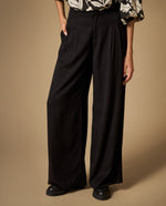 Pantalón palazzo tobillero de caída fluida - Negro