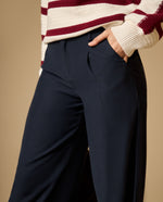 Pantalón wide leg palazzo largo tobillero - Azul