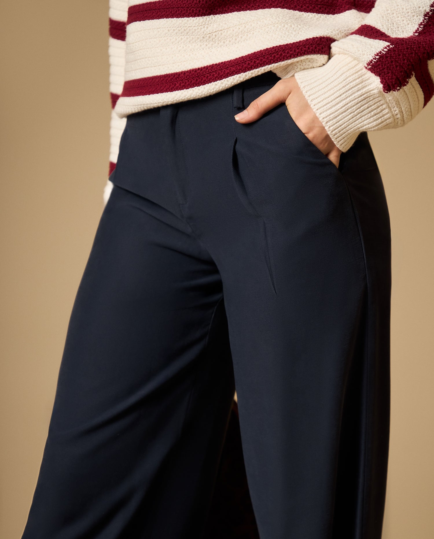 Pantalón wide leg palazzo largo tobillero - Azul