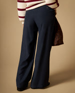 Pantalón wide leg palazzo largo tobillero - Azul