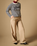Pantalón wide leg palazzo largo tobillero - Beige