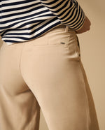 Pantalón wide leg palazzo largo tobillero - Beige