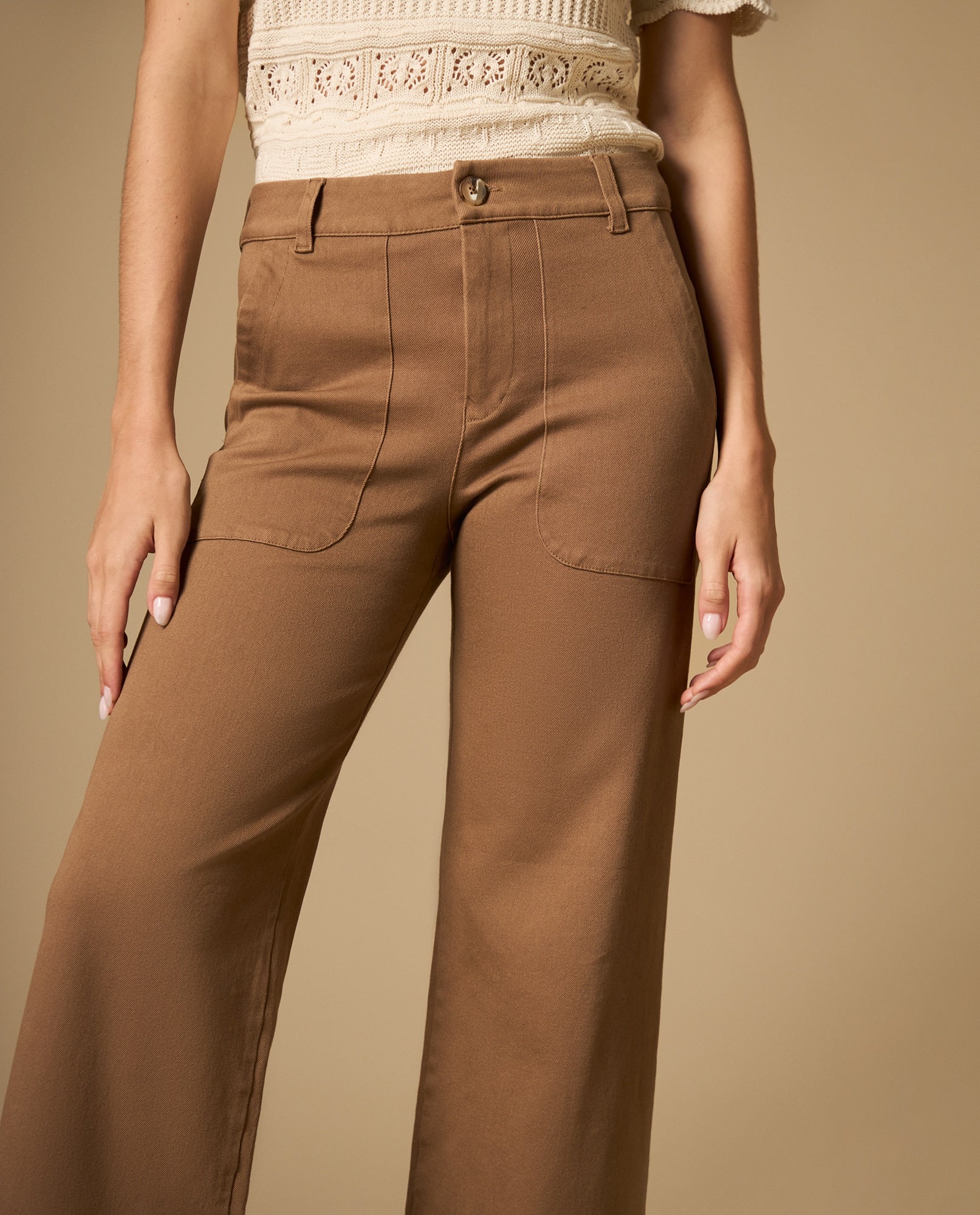 Pantalón pierna recta con tejido stretch - Cafe 34_632H013_MOC181019_0