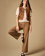 Pantalón pierna recta con tejido stretch - Cafe