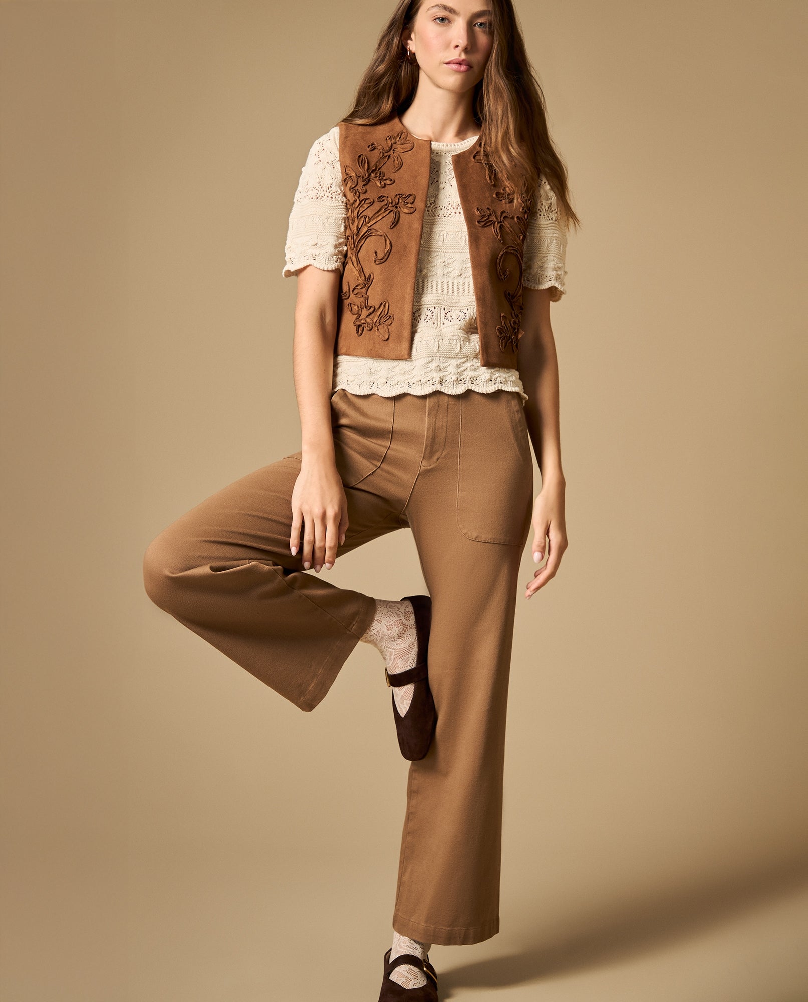 Pantalón pierna recta con tejido stretch - Cafe 34_632H013_MOC181019_3
