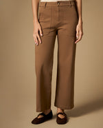Pantalón pierna recta con tejido stretch - Cafe