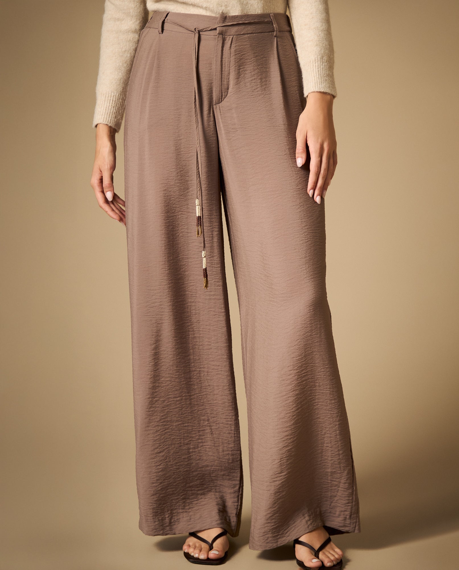 Pantalón con prenses silueta amplia tobillero - Café 34_632H016_CAF181312_3