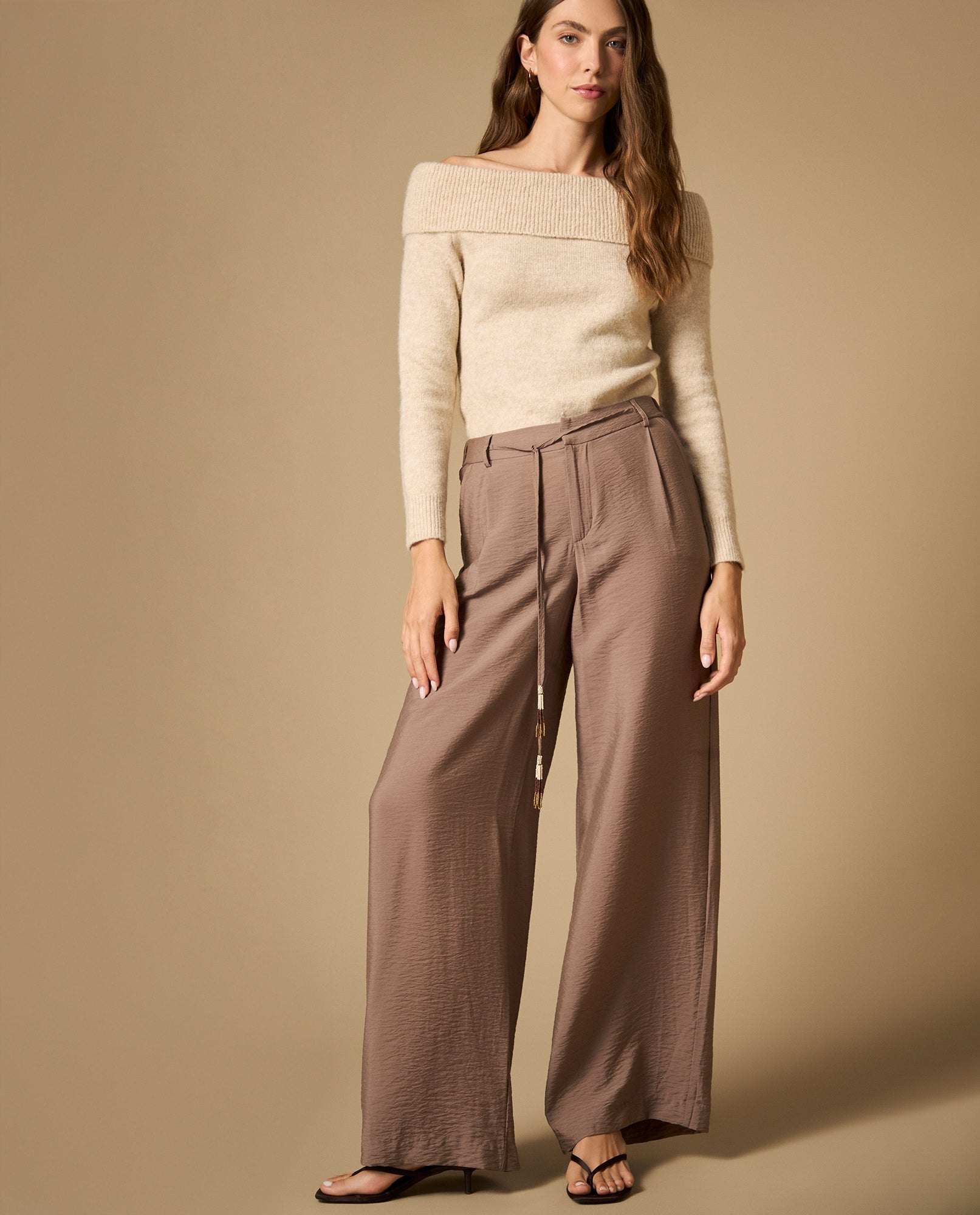 Pantalón con prenses silueta amplia tobillero - Café 34_632H016_CAF181312_4