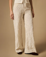Pantalón straight tobillero mezcla lino - Crudo