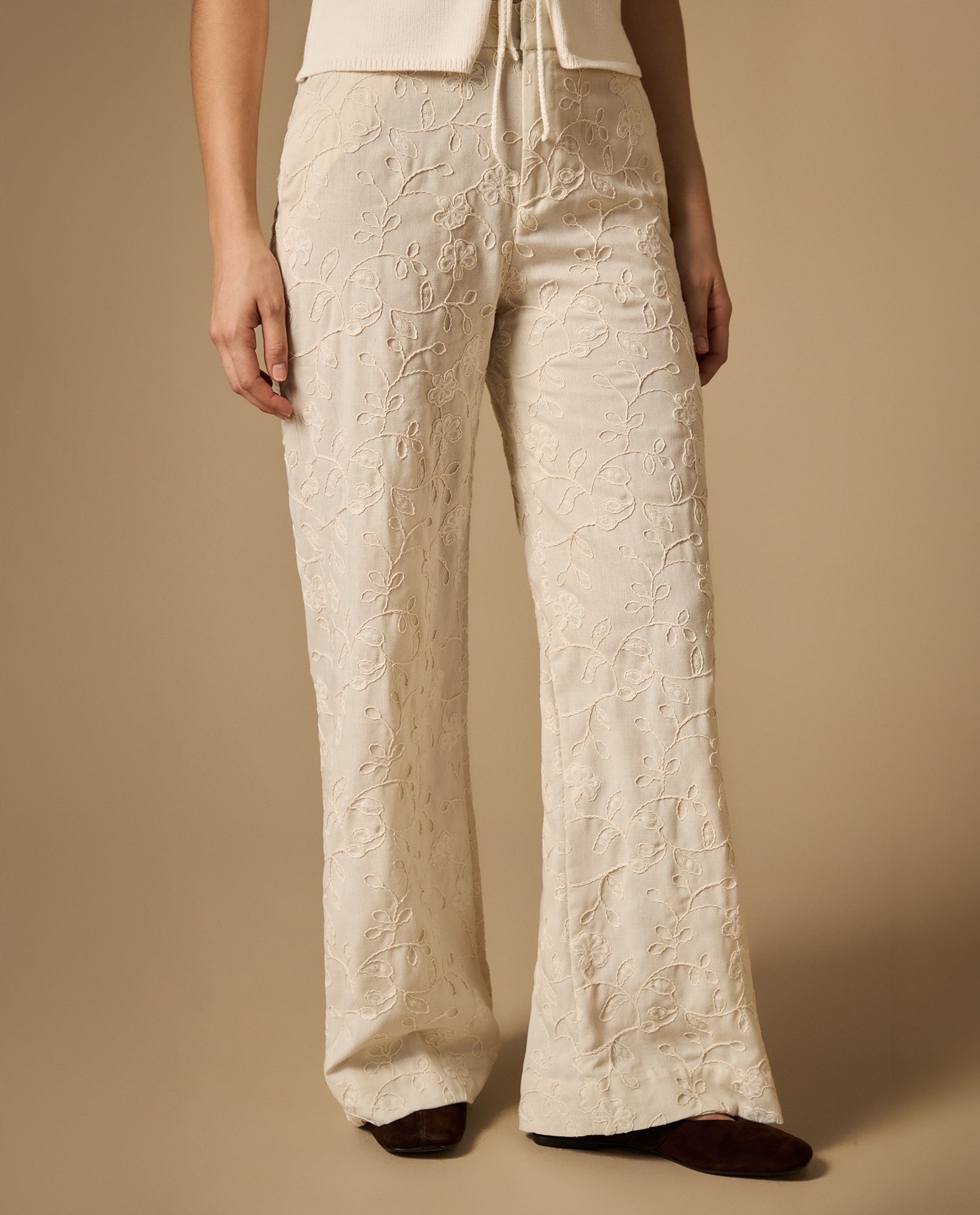 Pantalón straight tobillero mezcla lino - Crudo 34_632H017_CRU110604_0